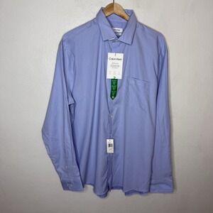 Calvin Klein Wrinkle Free Fresh Blue Dress Button Down‎ Shirt Mens XL 36/37